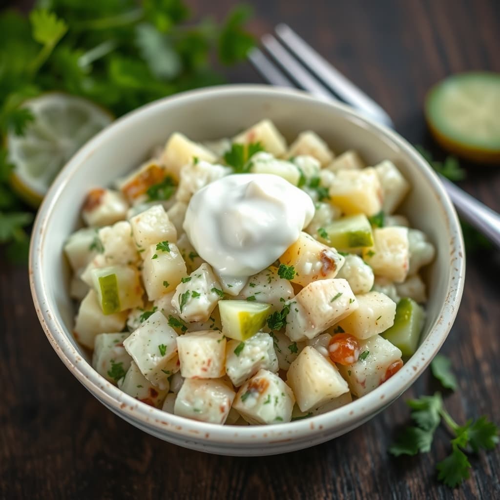Salatalıklı Patates Salatası tarifi görseli - 4 kişilik, 100 TL maliyet