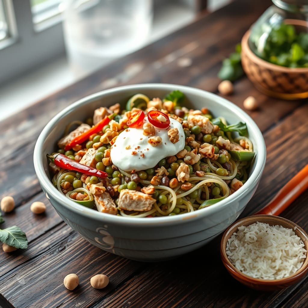 Tavuklu Yeşil Mercimek Salatası tarifi görseli - 4 kişilik, 203 TL maliyet