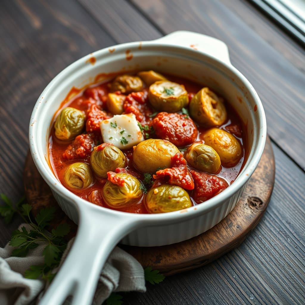 Domates Soslu Kaşarlı Brüksel Lahanası tarifi görseli - 4 kişilik, 249 TL maliyet