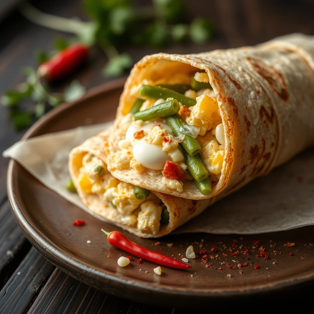 Yumurtalı Taze Fasulye Dürümü tarifi görseli - 4 kişilik, 232 TL maliyet