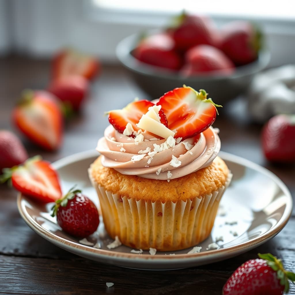 Çilekli Beyaz Çikolatalı Cupcake tarifi görseli - 16 kişilik, 365 TL maliyet