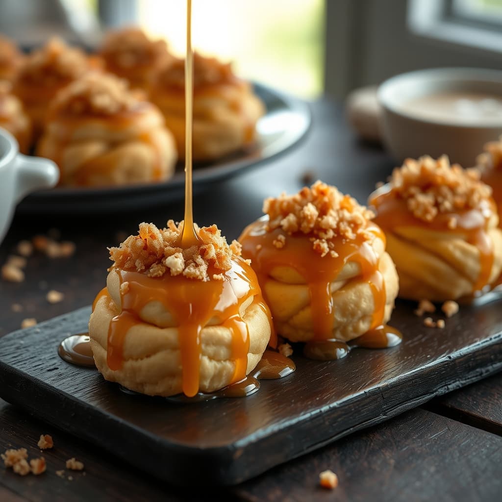 Karamelli Cream Puff tarifi görseli - 20 kişilik, 250 TL maliyet