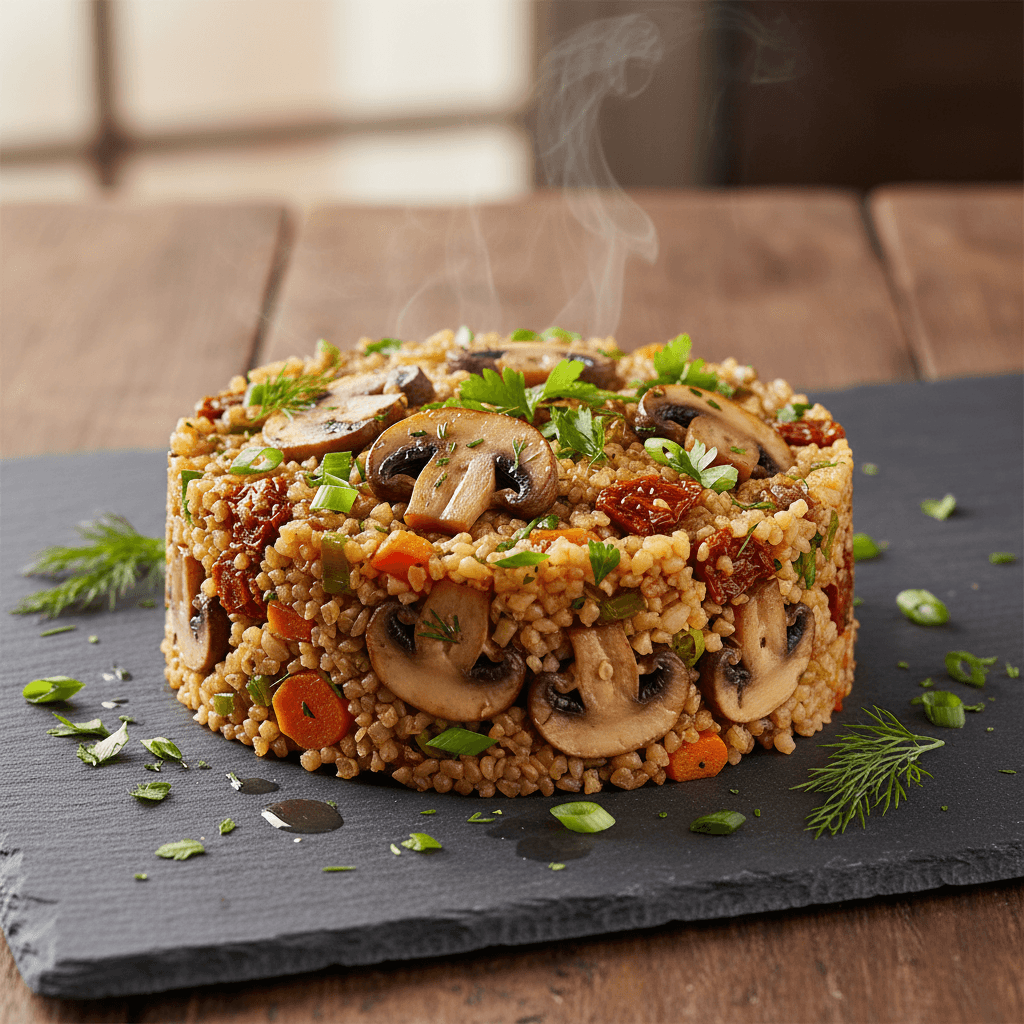 Mantarlı Bulgur Pilavı tarifi görseli - 4 kişilik, 132 TL maliyet