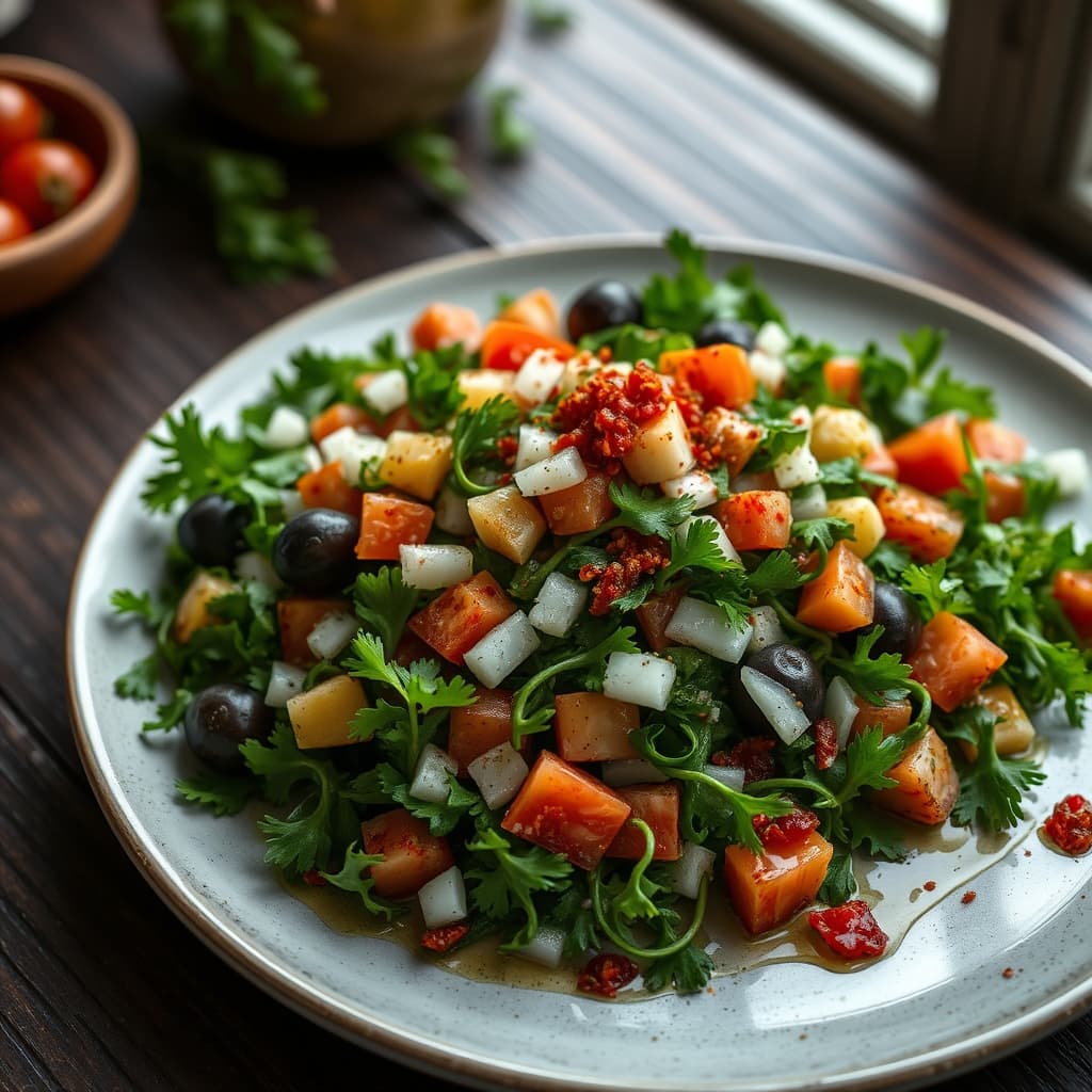 Yeşil Zeytin Salatası tarifi görseli - 2 kişilik, 208 TL maliyet