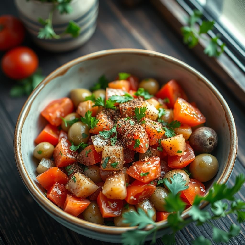 Sumaklı Zeytin Salatası tarifi görseli - 1 kişilik, 170 TL maliyet