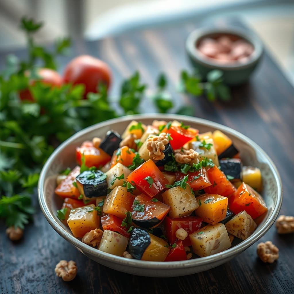 Közlenmiş Patlıcan Salatası tarifi görseli - 2 kişilik, 78 TL maliyet