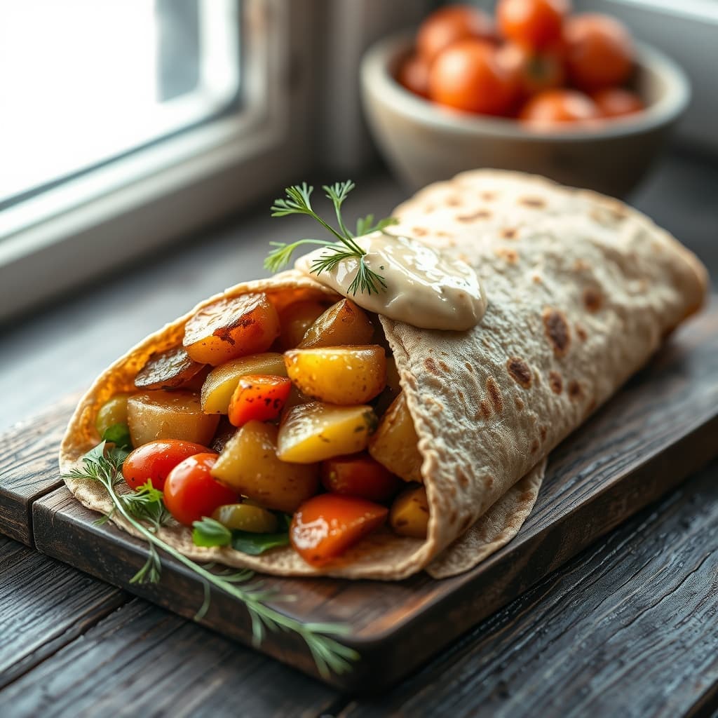 Cacıki Soslu Sebzeli Wrap tarifi görseli - 1 kişilik, 266 TL maliyet