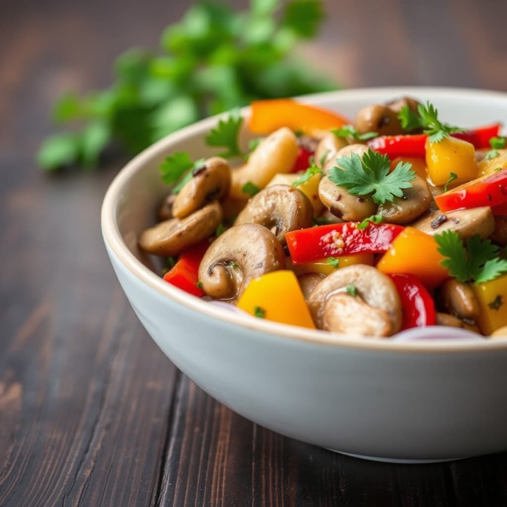 Mantarlı Biberli Salata tarifi görseli - 4 kişilik, 145 TL maliyet
