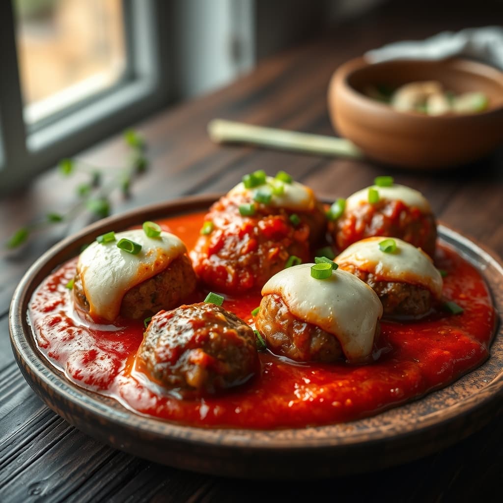 Domates Soslu Mozzarellalı Fırın Köfte tarifi görseli - 4 kişilik, 625 TL maliyet