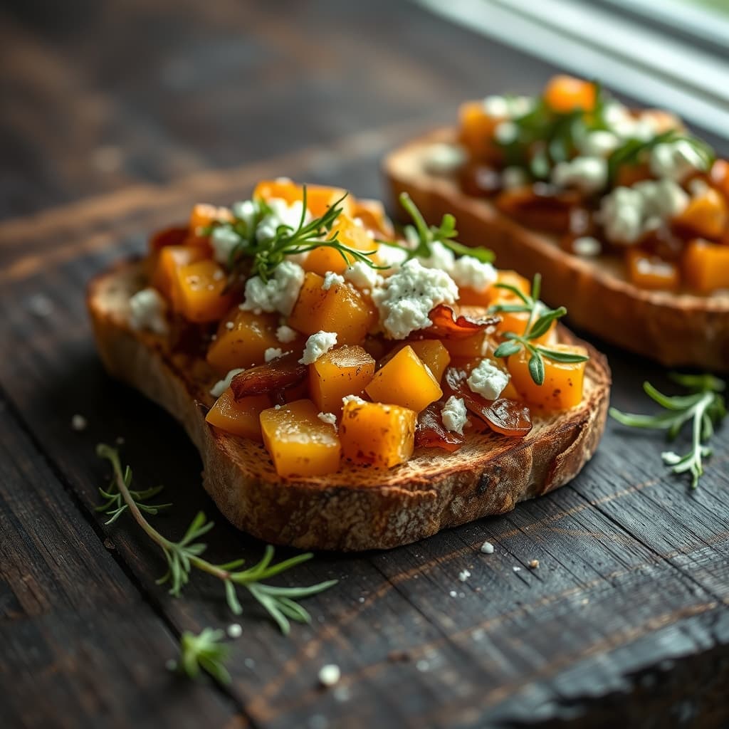 Bal Kabaklı ve Tulum Peynirli Bruschetta tarifi görseli - 2 kişilik, 505 TL maliyet
