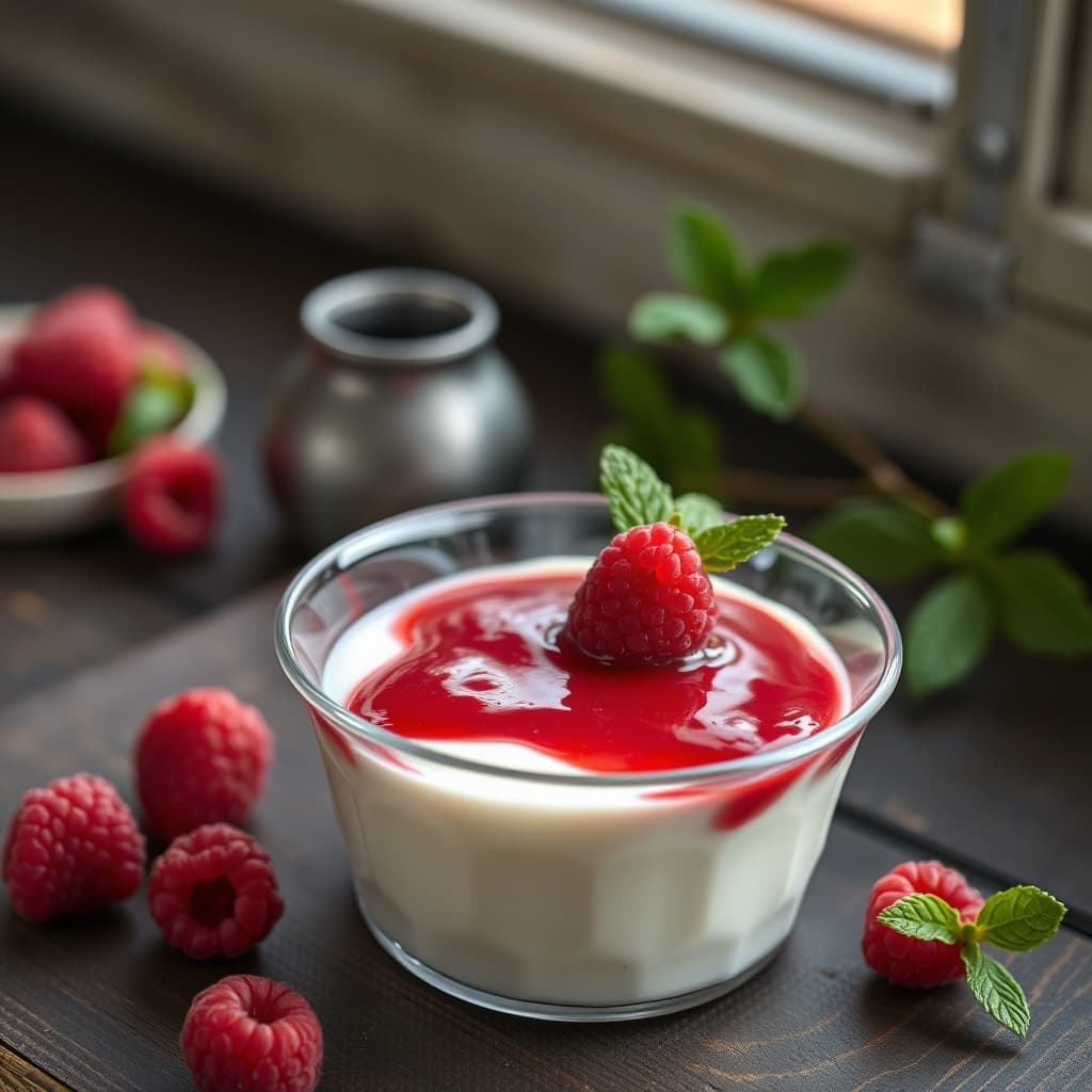 Frambuaz Soslu Muhallebi tarifi görseli - 4 kişilik, 337 TL maliyet
