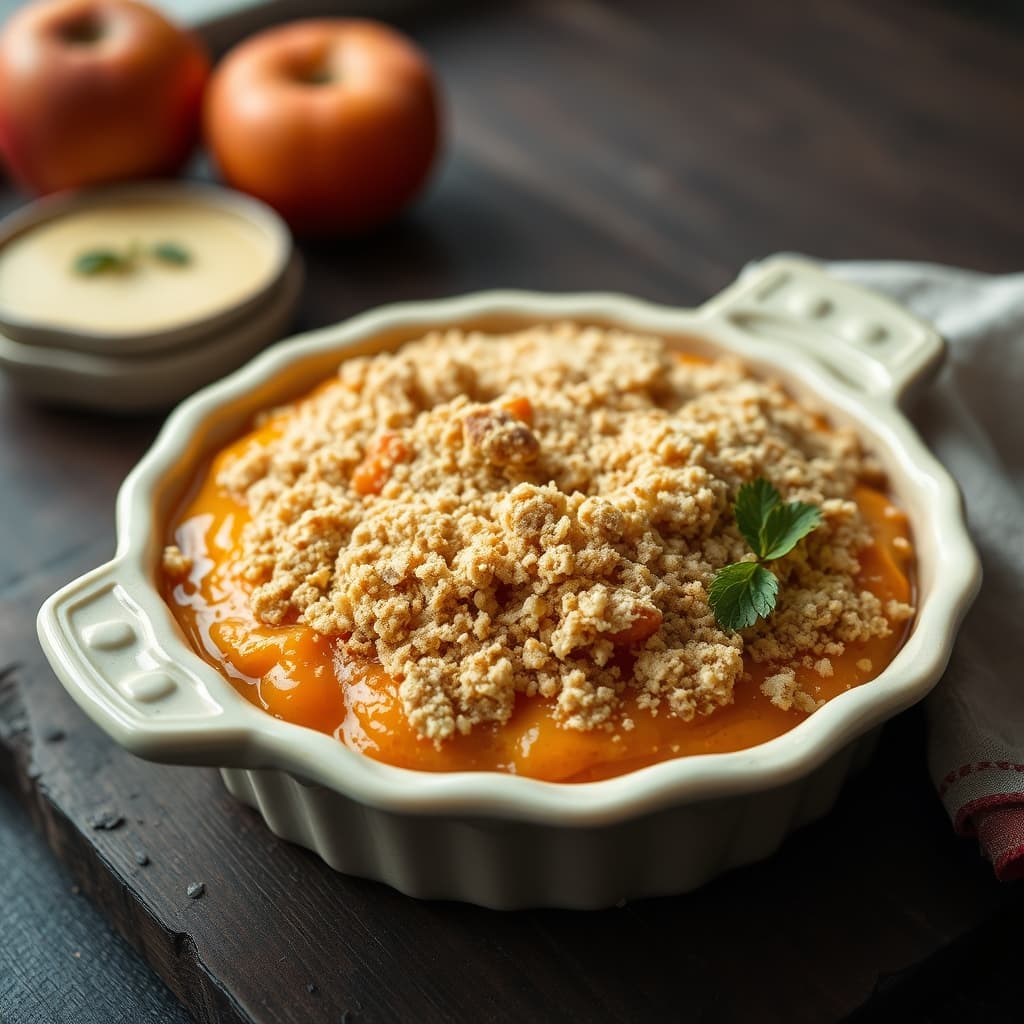 Şeftalili Crumble tarifi görseli - 6 kişilik, 96 TL maliyet