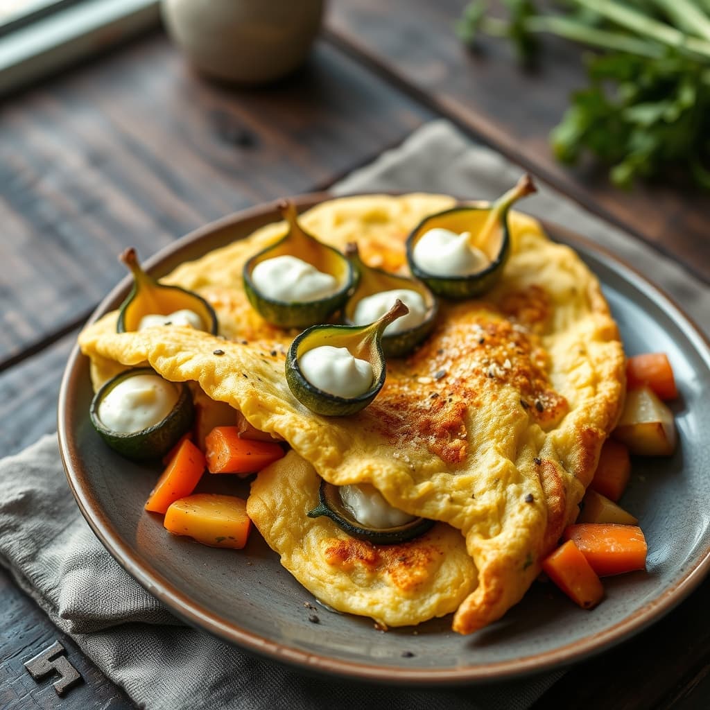 Kabak Çiçekli Sebzeli Omlet tarifi görseli - 2 kişilik, 227 TL maliyet
