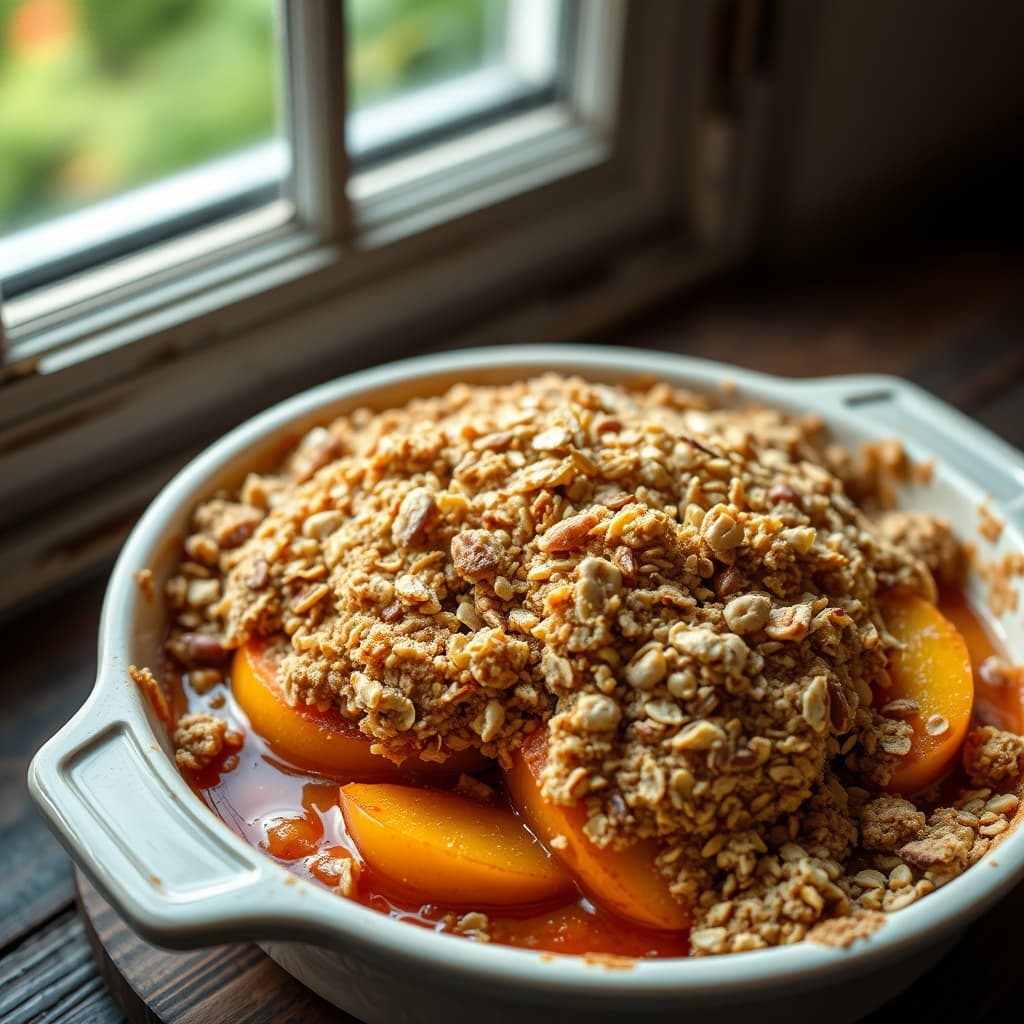 Pratik Şeftalili Crumble tarifi görseli - 6 kişilik, 212 TL maliyet
