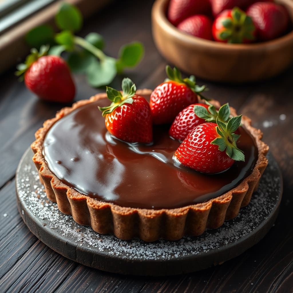 Çikolata Soslu Çilekli Tart tarifi görseli - 8 kişilik, 327 TL maliyet