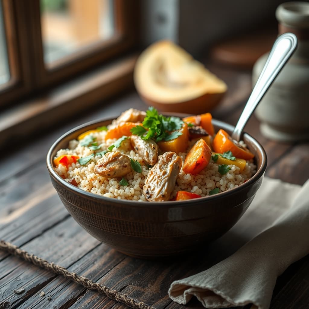 Sebzeli Tavuklu Bulgur Pilavı tarifi görseli - 4 kişilik, 107 TL maliyet