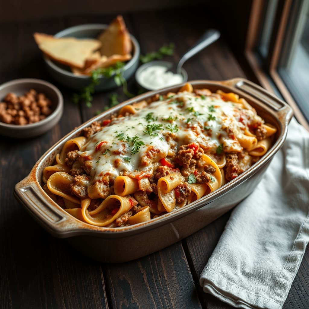 Kıymalı Sebzeli Fırın Makarna tarifi görseli - 4 kişilik, 580 TL maliyet