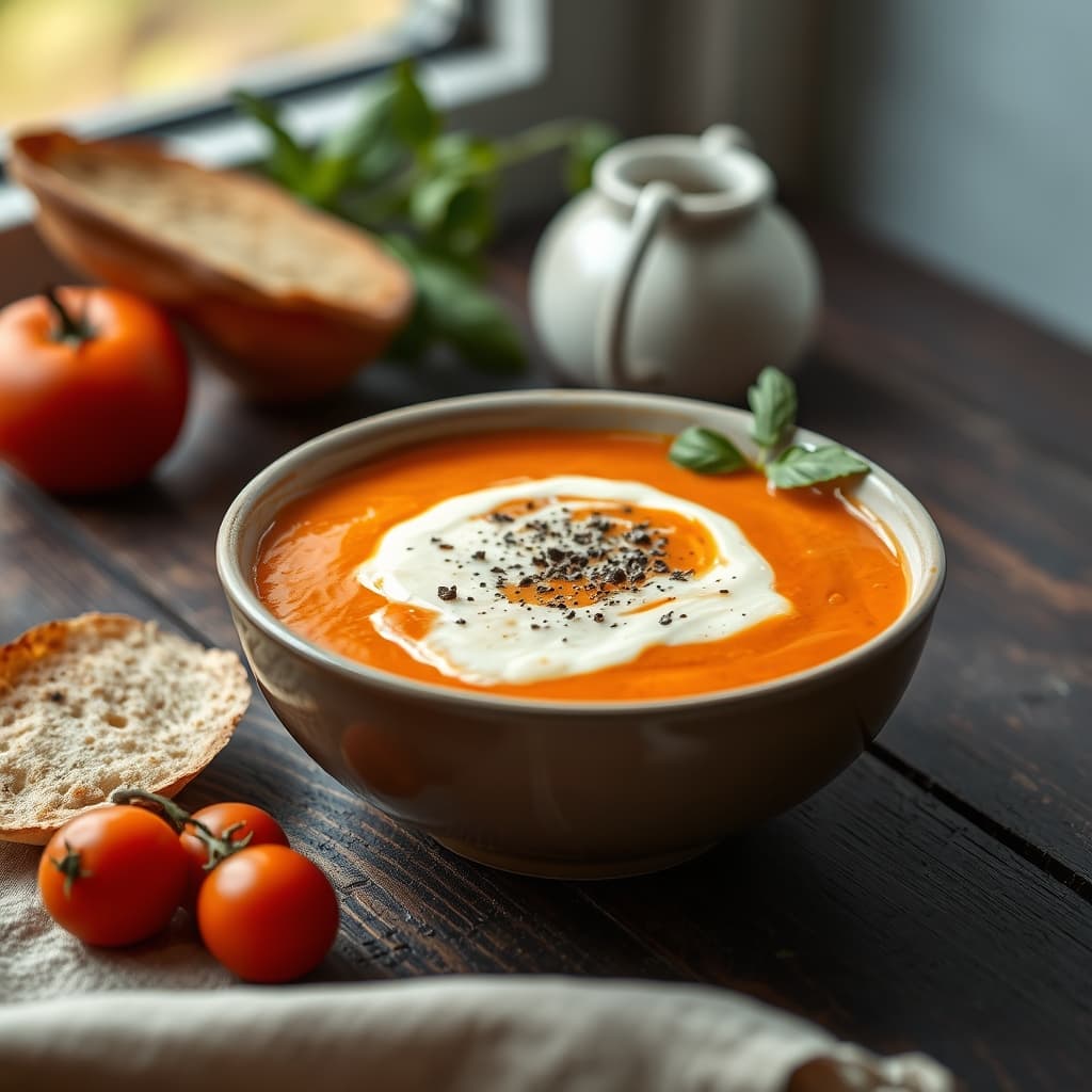 Kremalı Kaşarlı Domates Çorbası tarifi görseli - 4 kişilik, 162 TL maliyet