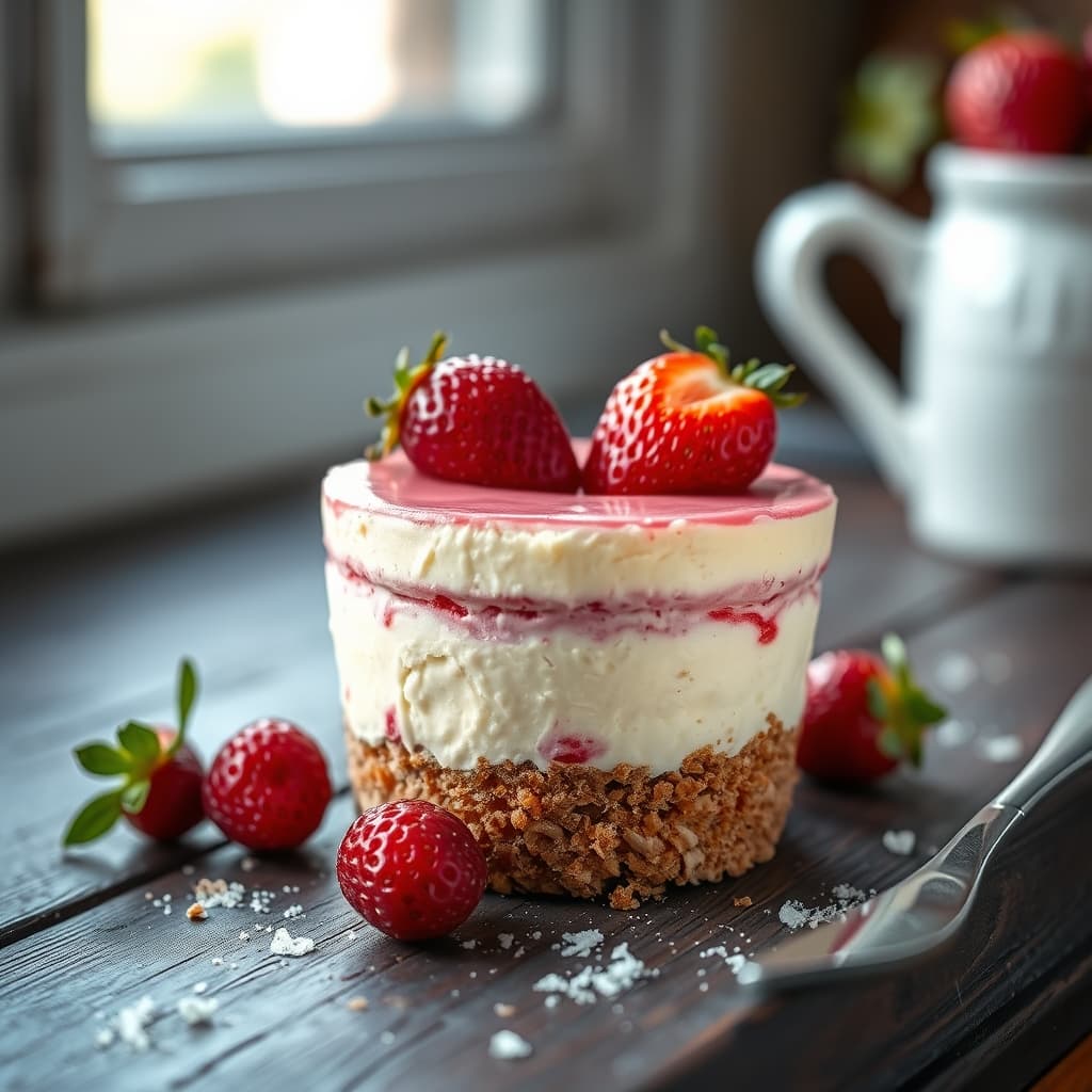 Çilekli Kolay Cheesecake tarifi görseli - 4 kişilik, 320 TL maliyet