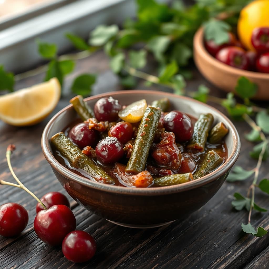 Vişneli Zeytinyağlı Bamya tarifi görseli - 2 kişilik, 196 TL maliyet