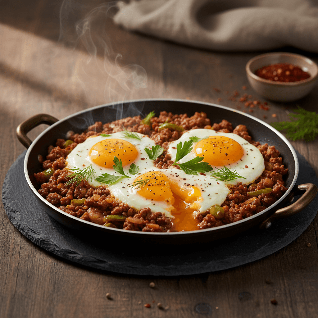 Kıymalı Yumurta tarifi görseli - 1 kişilik, 133 TL maliyet