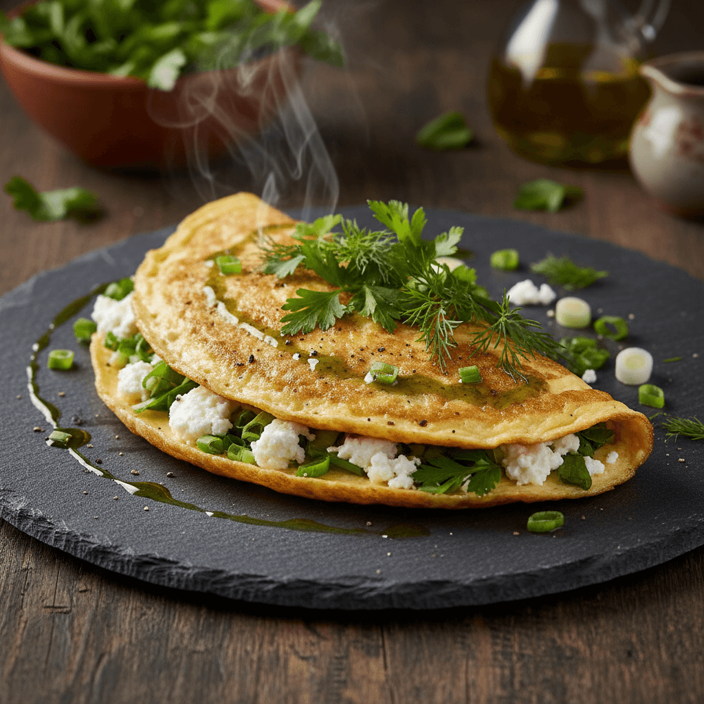 Keçi Peynirli ve Otlu Omlet tarifi görseli - 1 kişilik, 324 TL maliyet