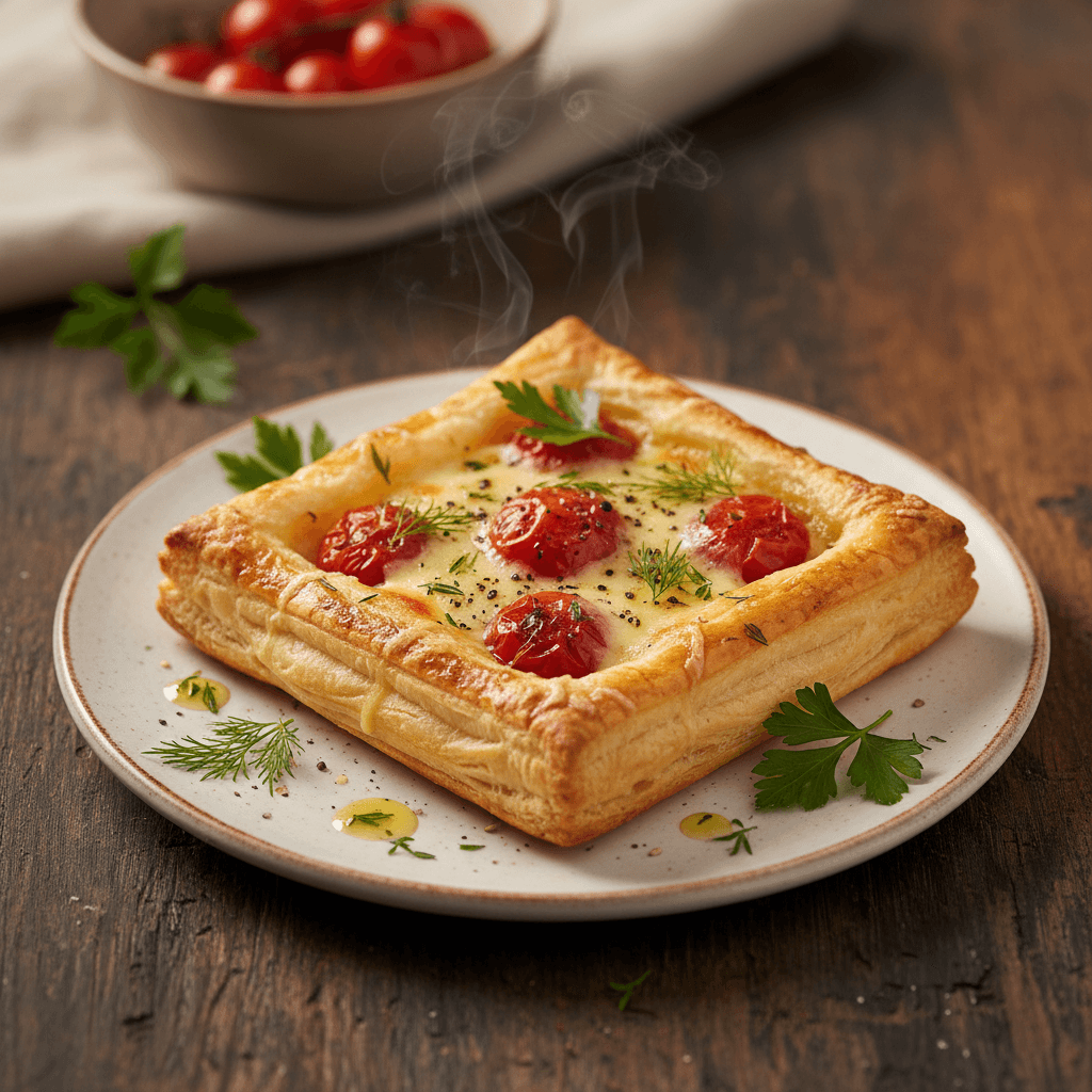 Milföy Hamurundan Domatesli Kolay Tart tarifi görseli - 4 kişilik, 241 TL maliyet