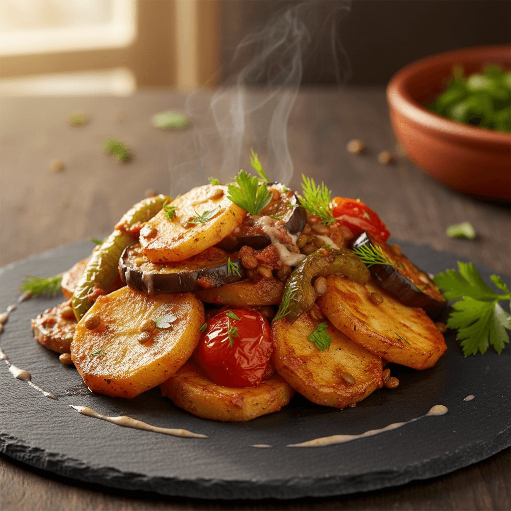 Patatesli Patlıcan Tava tarifi görseli - 6 kişilik, 206 TL maliyet