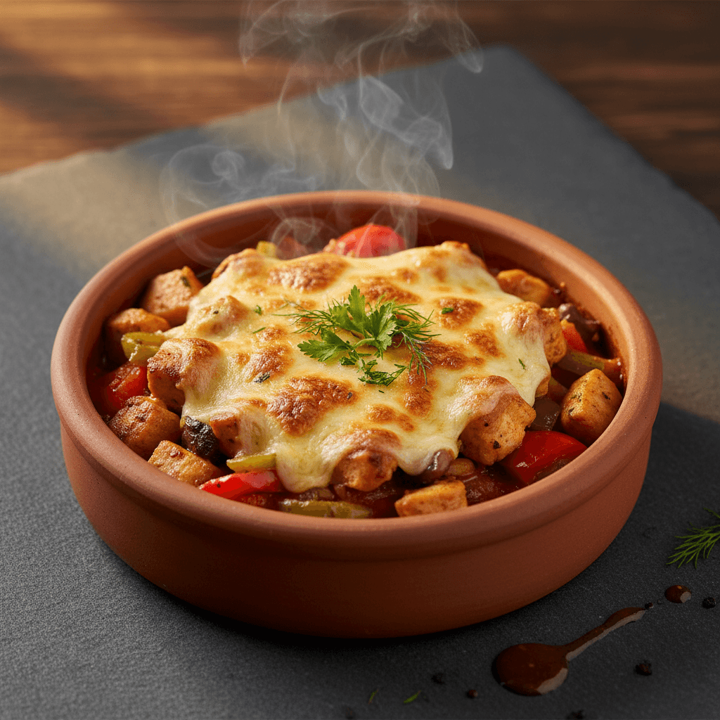 Güveçte Kaşarlı Tavuk Sote tarifi görseli - 4 kişilik, 376 TL maliyet