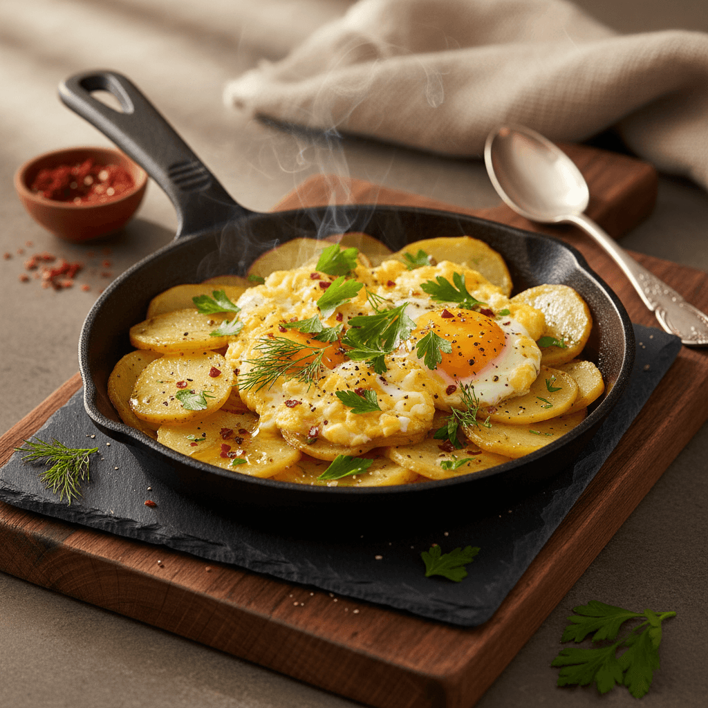 Tereyağlı Patatesli Yumurta tarifi görseli - 2 kişilik, 80 TL maliyet