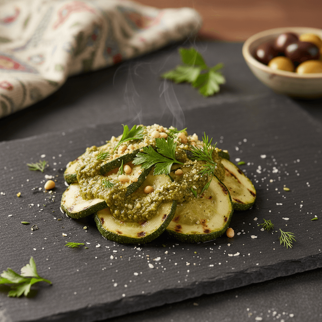 Pesto Soslu Kabak Dilimleri tarifi görseli - 4 kişilik, 325 TL maliyet