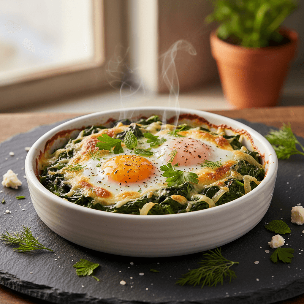 Fırında Yumurtalı Ispanak tarifi görseli - 2 kişilik, 197 TL maliyet