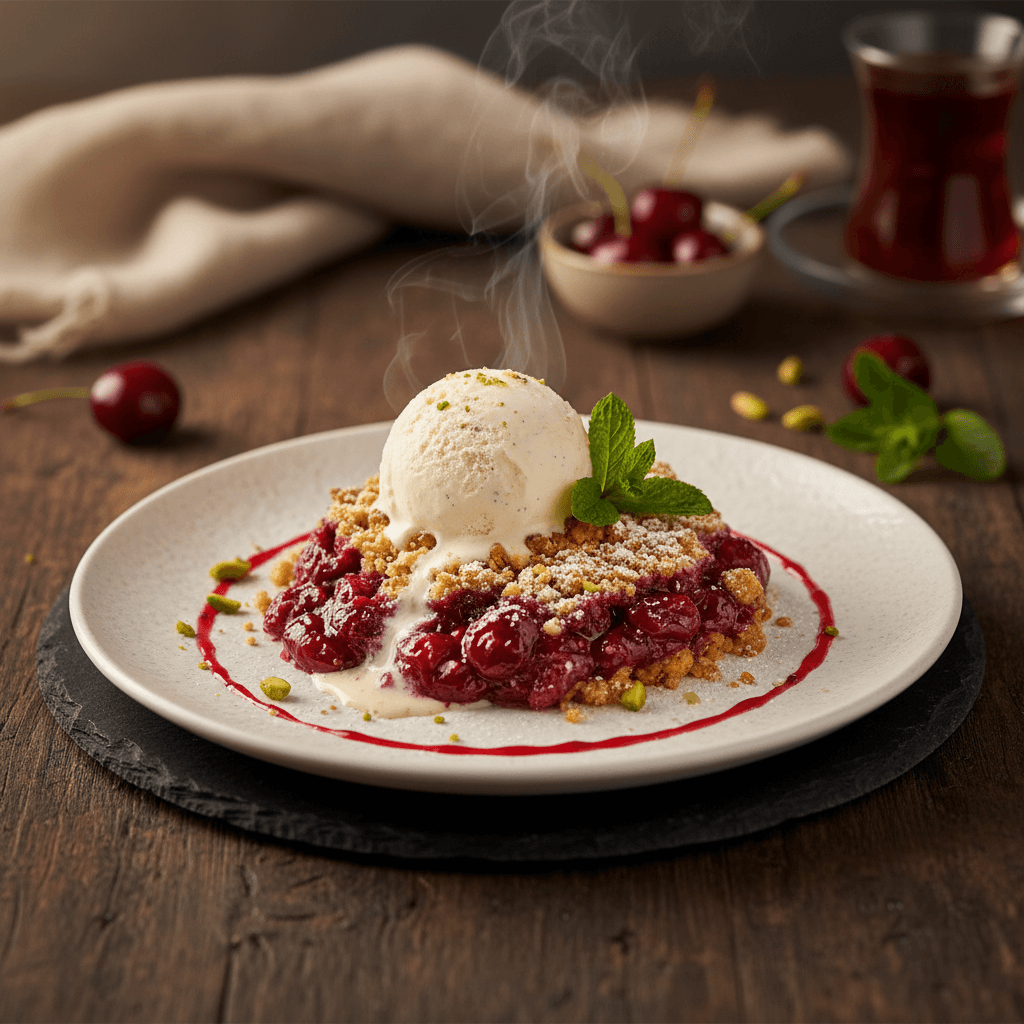 Vişneli Crumble tarifi görseli - 2 kişilik, 526 TL maliyet