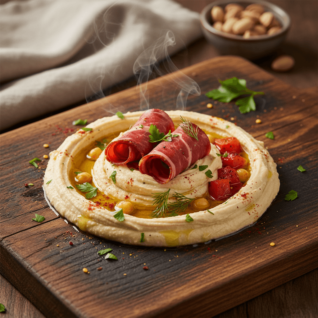 Pastırmalı Humus tarifi görseli - 4 kişilik, 172 TL maliyet