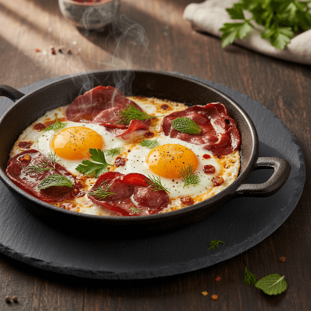 Pastırmalı Yumurta tarifi görseli - 2 kişilik, 263 TL maliyet