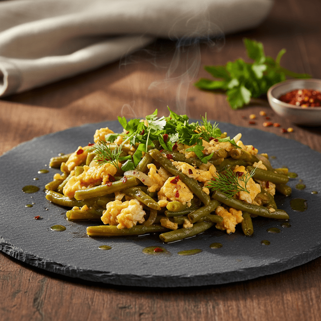 Yumurtalı Taze Fasulye Kavurması tarifi görseli - 2 kişilik, 172 TL maliyet