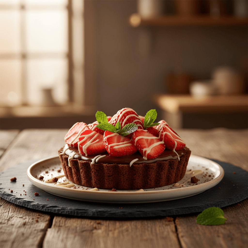 Çilekli Çikolatalı Mini Tart tarifi görseli - 6 kişilik, 630 TL maliyet