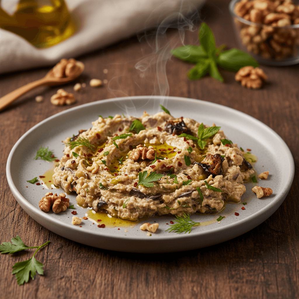 Cevizli Labneli Köz Patlıcan Salatası tarifi görseli - 3 kişilik, 160 TL maliyet