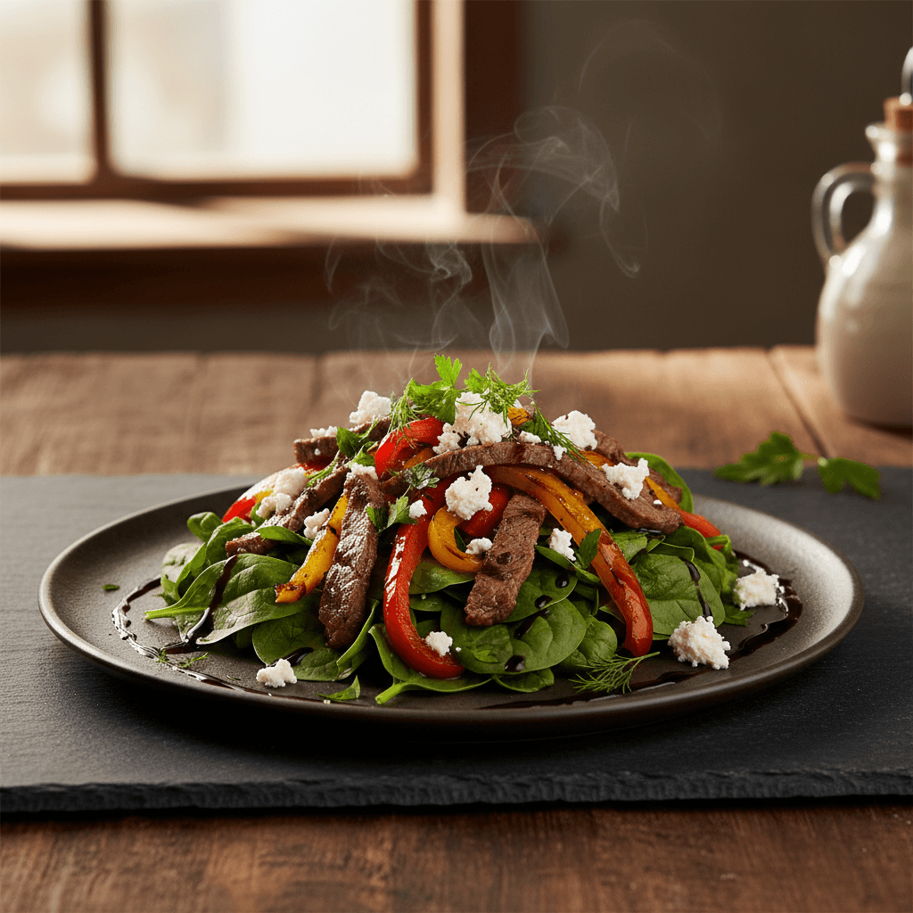 Etli Ispanak Salatası tarifi görseli - 2 kişilik, 677 TL maliyet