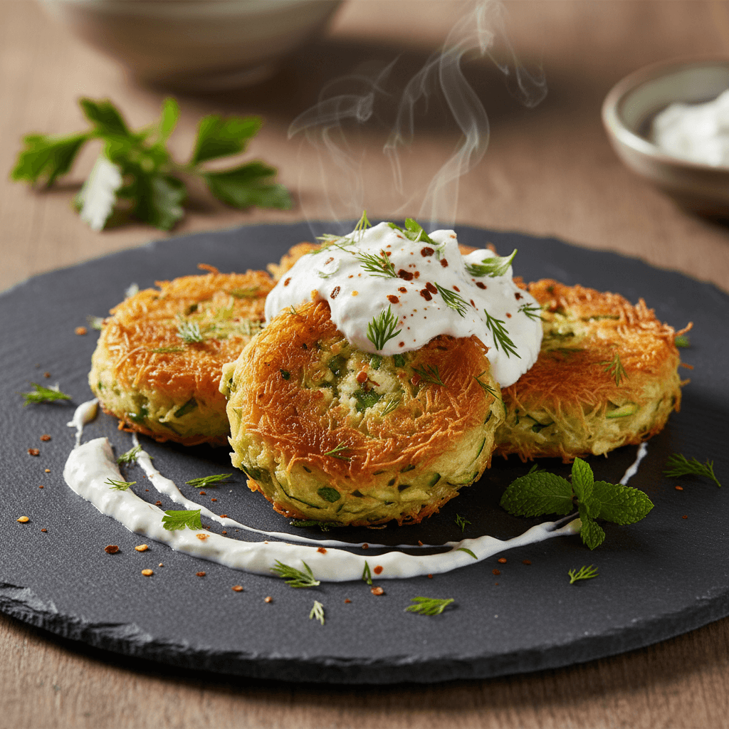 Süzme Yoğurt Soslu, Kadayıfa Sarılı Çıtır Mücver tarifi görseli - 4 kişilik, 404 TL maliyet