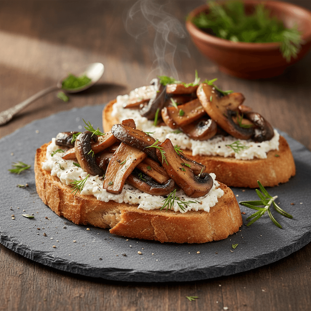 Mantarlı Açık Tost tarifi görseli - 2 kişilik, 90 TL maliyet