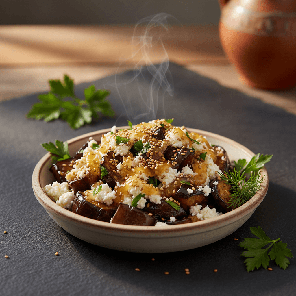 Ballı ve Peynirli Köz Patlıcan tarifi görseli - 4 kişilik, 159 TL maliyet