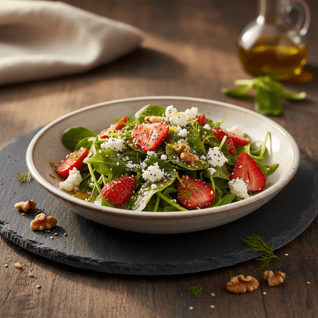 Çilekli Semizotu Salatası tarifi görseli - 4 kişilik, 215 TL maliyet