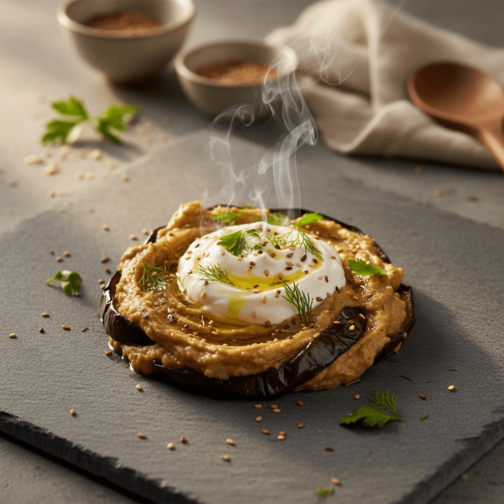 Tahinli Patlıcan Mezesi tarifi görseli - 4 kişilik, 84 TL maliyet