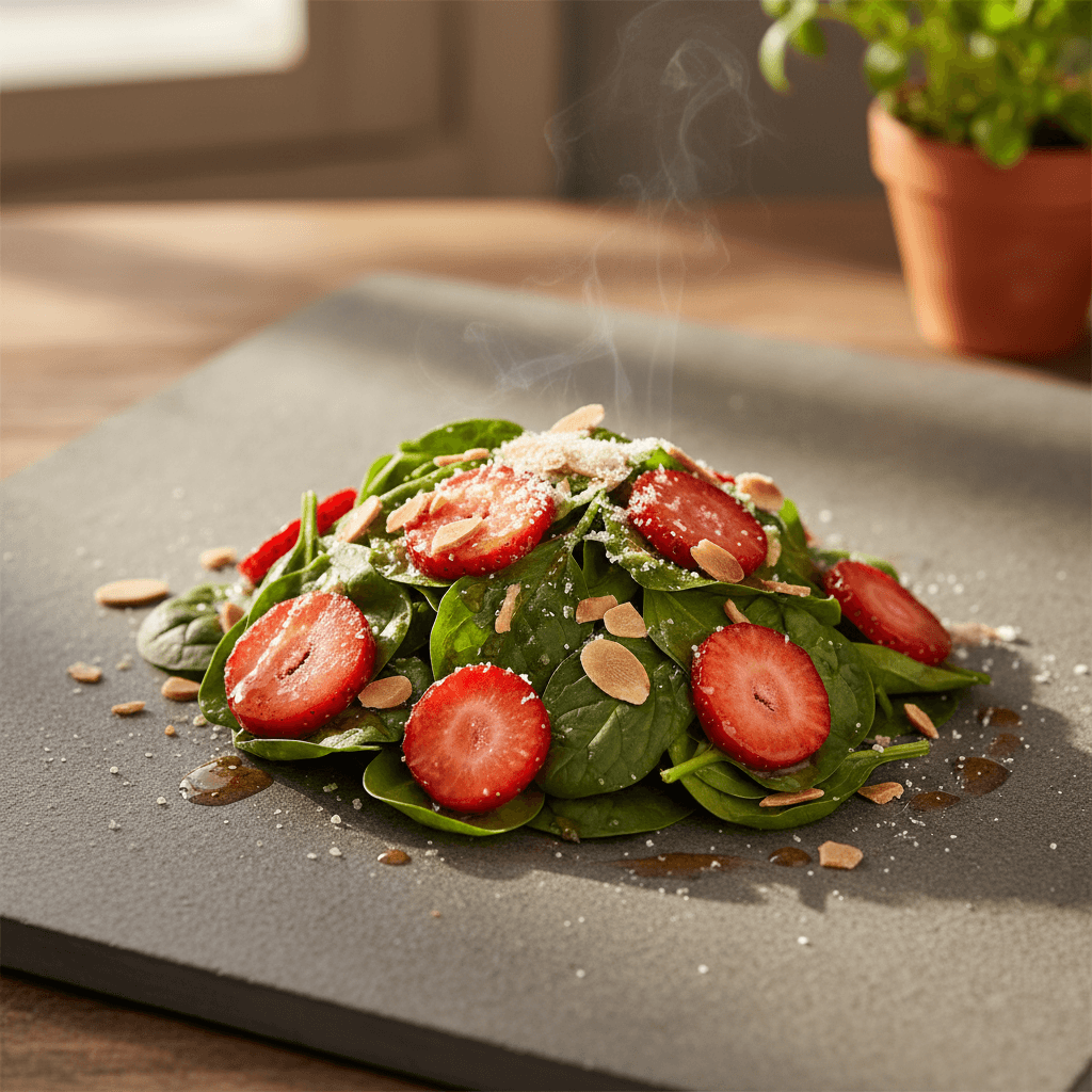 Ispanaklı Bademli Çilek Salatası tarifi görseli - 2 kişilik, 406 TL maliyet