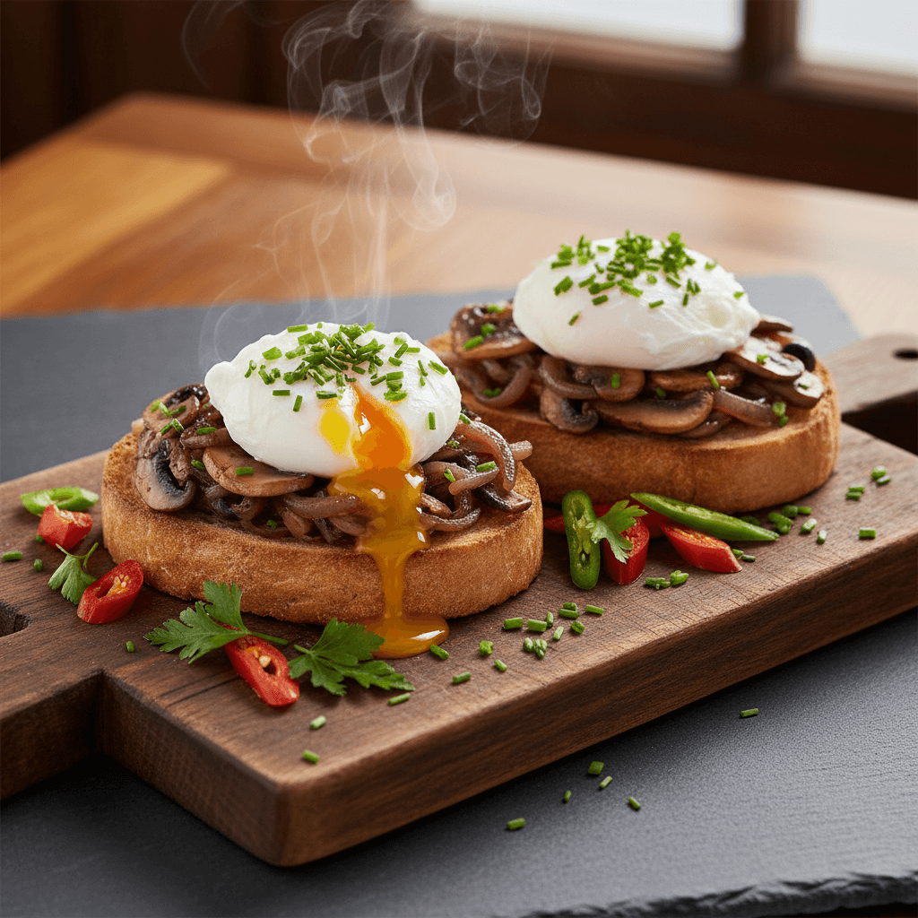 Kızarmış Ekmek Üzeri Poşe Yumurta tarifi görseli - 2 kişilik, 163 TL maliyet