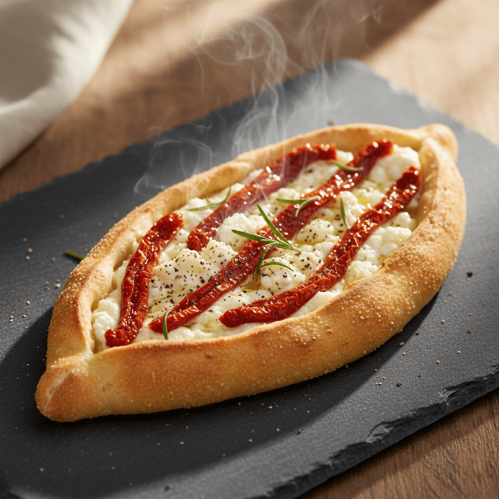 Kurutulmuş Domates ve Keçi Peynirli Pide tarifi görseli - 8 kişilik, 282 TL maliyet