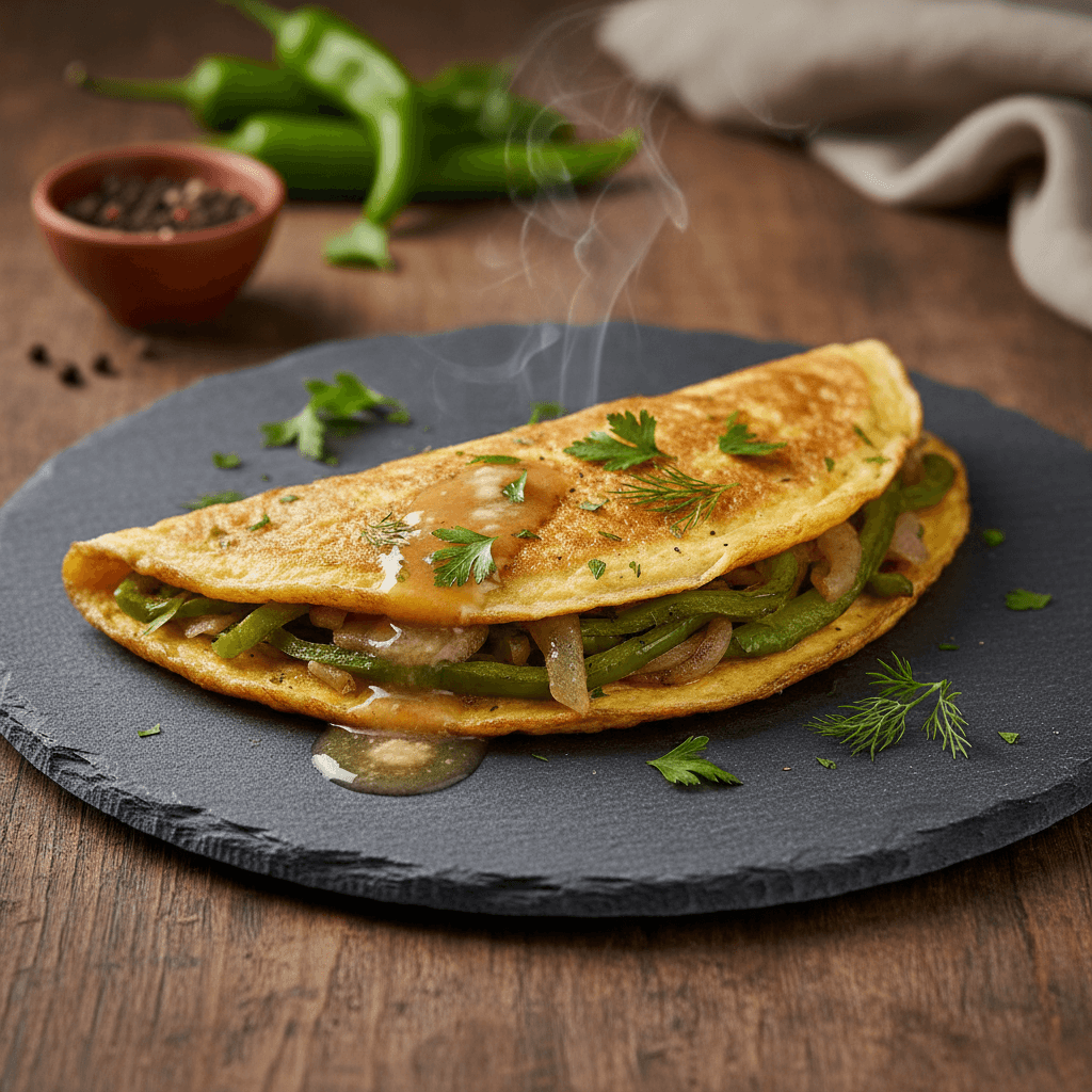 Biberli Omlet tarifi görseli - 1 kişilik, 40 TL maliyet