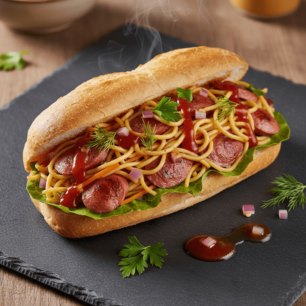 Sosisli Noodle Sandviç tarifi görseli - 4 kişilik, 618 TL maliyet