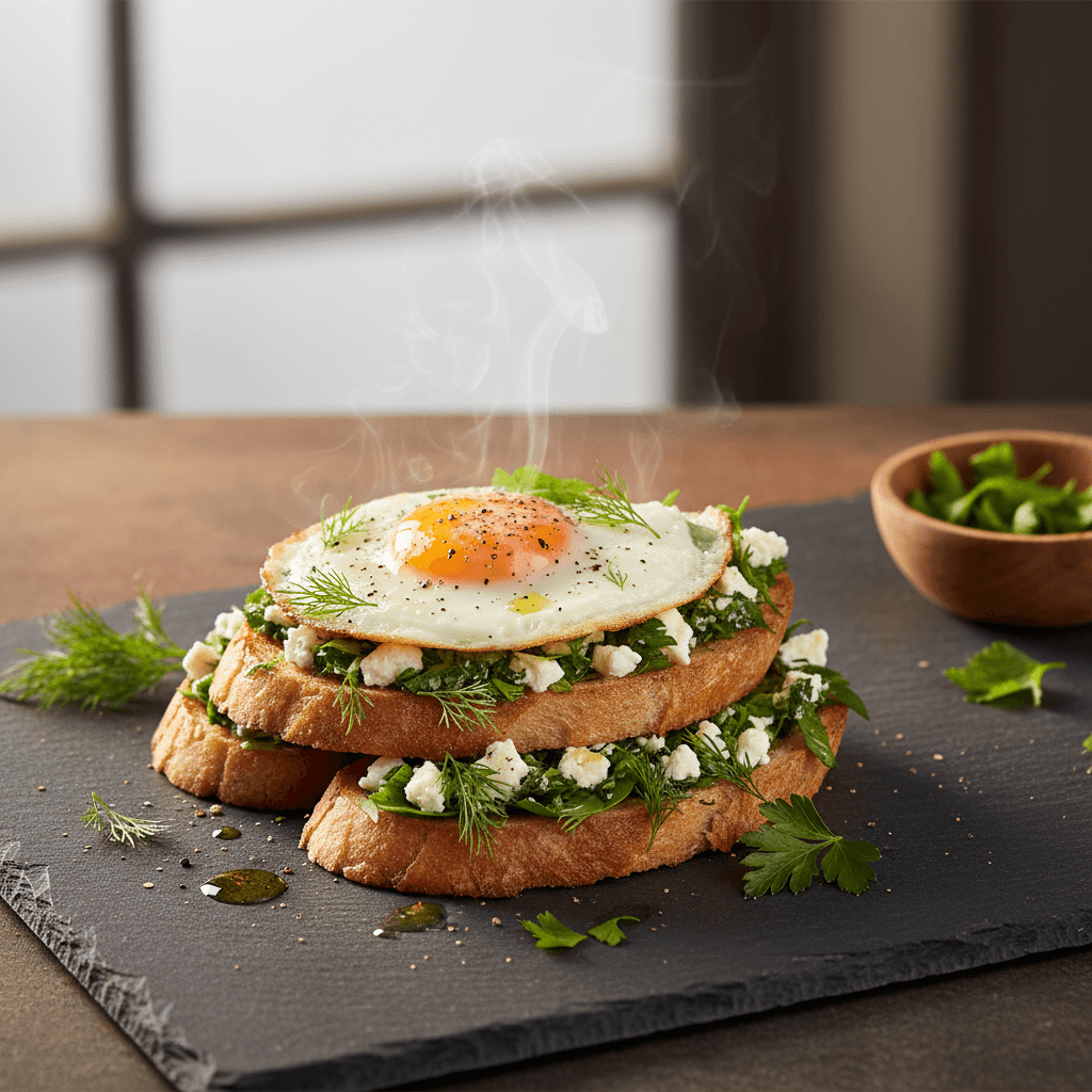 Otlu Peynirli Yumurtalı Ekmek tarifi görseli - 4 kişilik, 158 TL maliyet